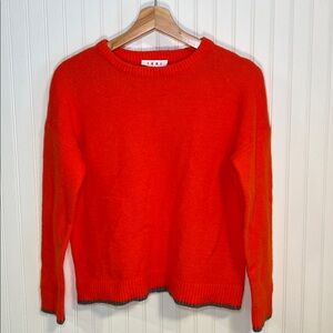 THML Neon Orange Gray Trim Soft Sweater